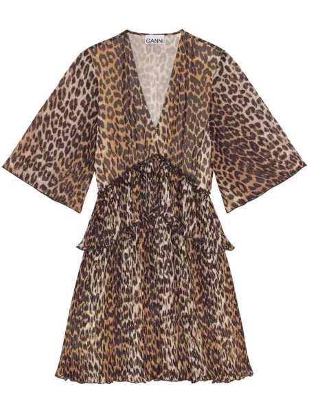 Rochie Ganni cu imagine cu model leopard maro