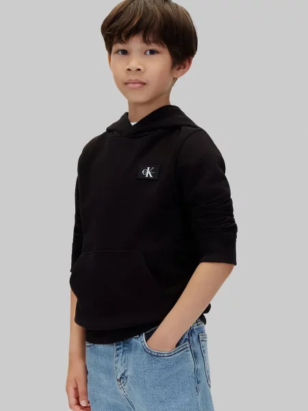 Calvin Klein Jeans hanorac cu glugă pentru copii din negru