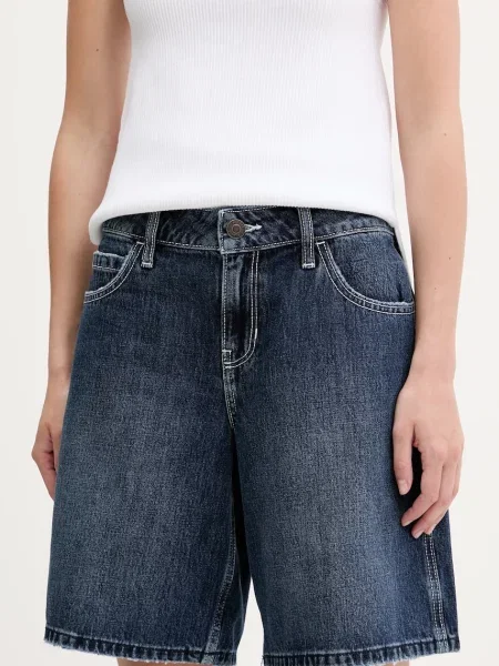 Džínové šortky Hollister Co. tmavomodrá high waist