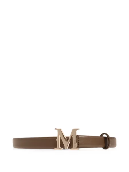 Curea Max Mara din piele cu autograf maro