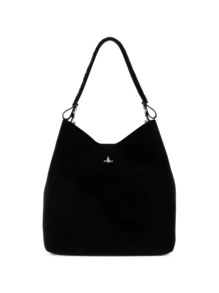 Geantă shopper Vivienne Westwood din piele de căprioară negru