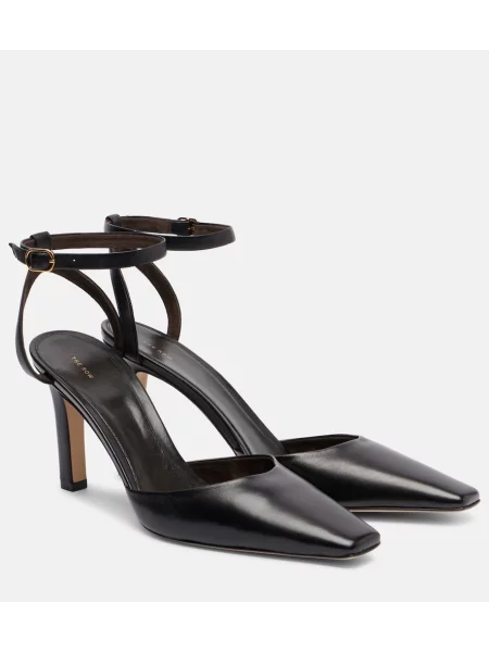 Papuci tip mules The Row din piele negru