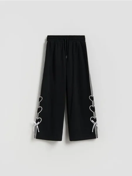 Reserved Pantaloni de trening cu fundițe negru