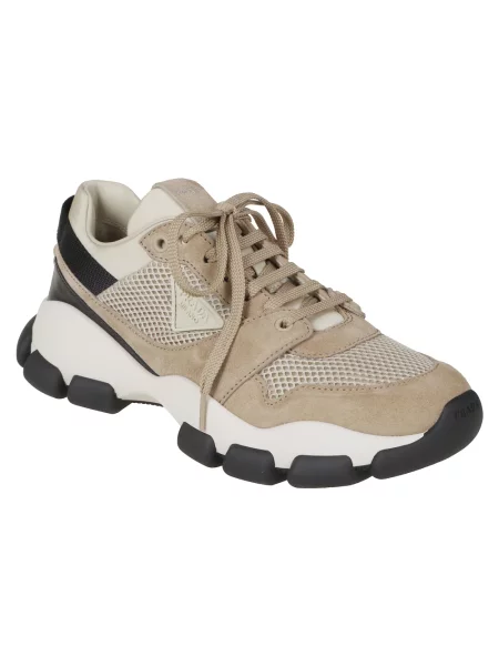 Sneakersy Prada zamszowe z siateczki beżowe