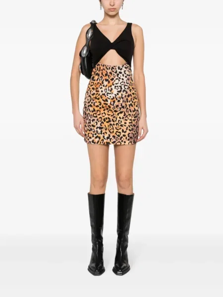 Raštuota kostiumas mini suknelė Just Cavalli leopardinė juoda