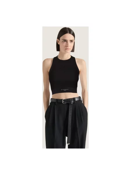 Dzianinowy krótki sweter Givenchy na ramiączkach czarny