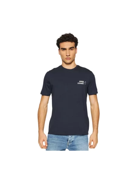 Koszulka Armani Exchange z krótkim rękawem z okrągłym dekoltem niebieska