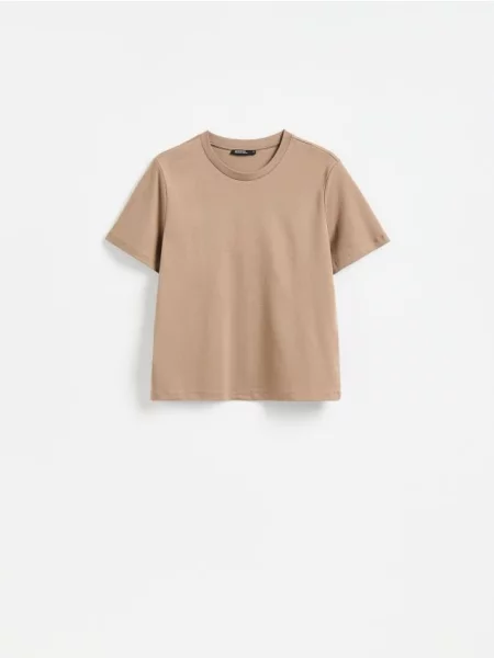 Reserved Tricou din mercerizat bej