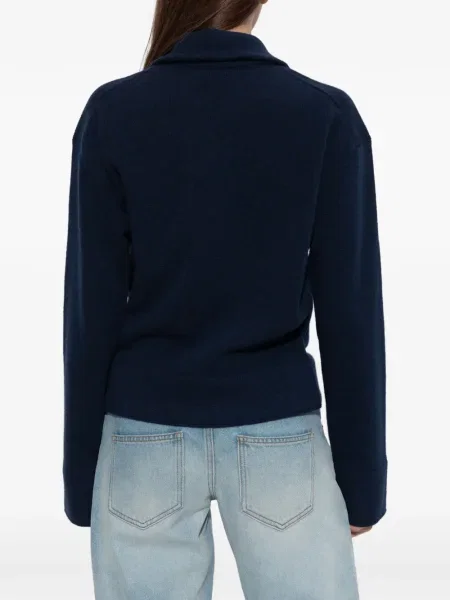 Pulover Victoria Beckham de jumătate de fermoar albastru