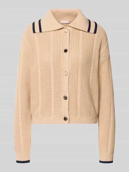 Kardigan z kołnierzem wykładanym i zapięciem na Liu Jo White beżowy