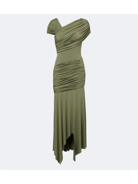 Rochie De La Vali cu volane din jerseu asimetrică verde