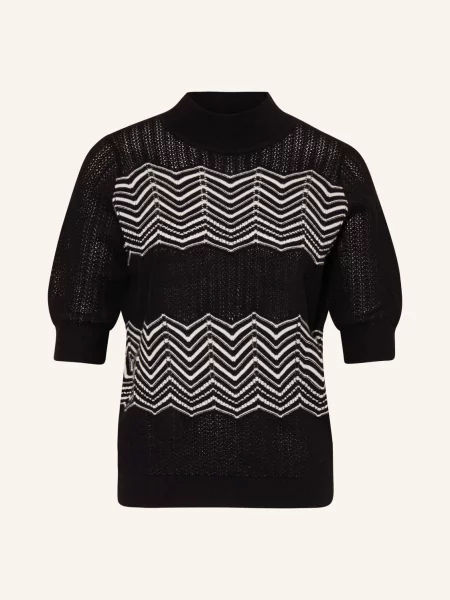 Eres Dzianinowa Koszulka Z Kaszmiru schwarz biała