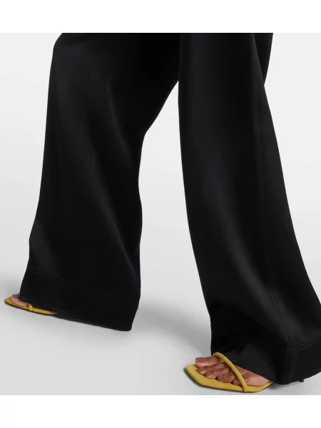 Pantaloni Toteme cu talie înaltă din satin negru