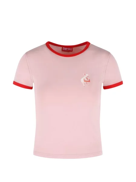 Tricou Diesel cu imagine cu decolteu rotund roz