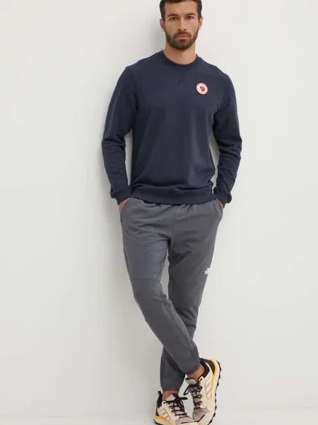 Bombažen pulover Fjallraven Logo mornarsko modra