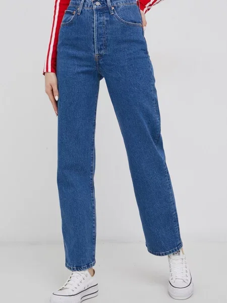 Levi's jeans Ribcage Straight Ankle femei high waist albastru