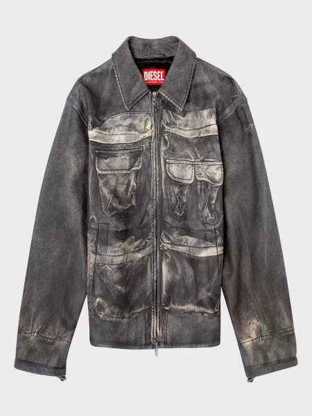 Шкіряна куртка Diesel чорна