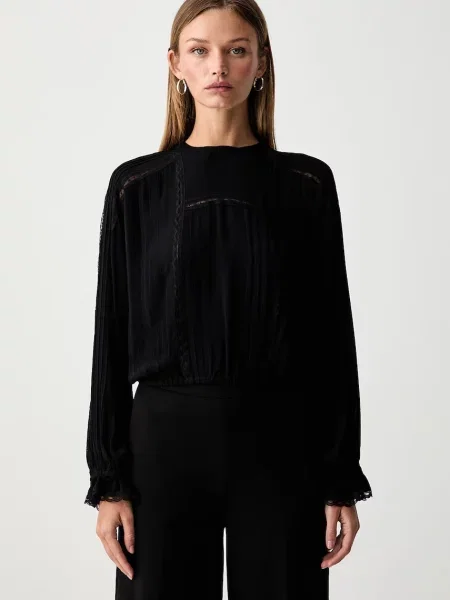 Twinset bluză pentru femei din vâscoză negru