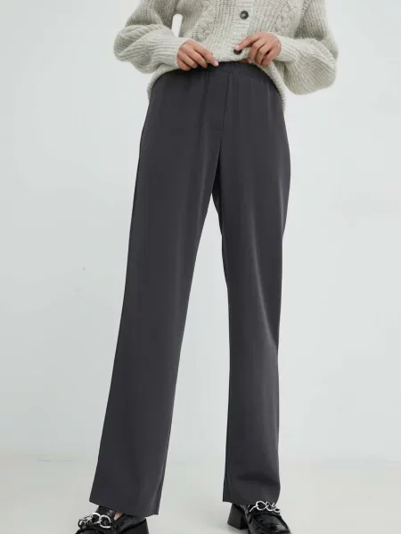 Samsoe Samsoe pantaloni femei drept high waist negru