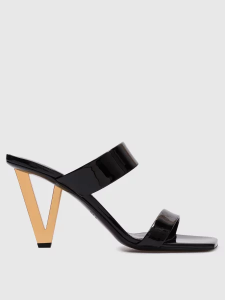 Кожаные лаковые мюли Versace черные