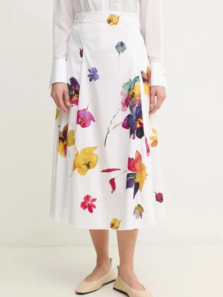 MAX&Co. fustă din midi evazati alb