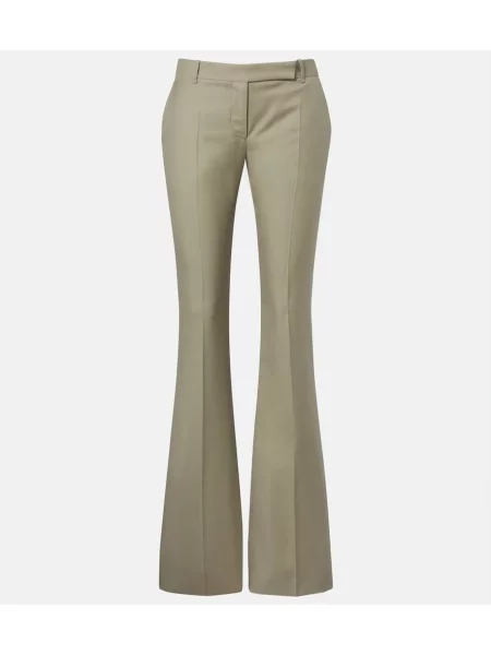 Pantaloni Mcqueen de lână evazate verde