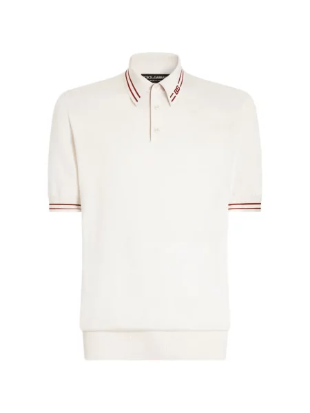 Tricou polo Dolce & Gabbana de mătase alb