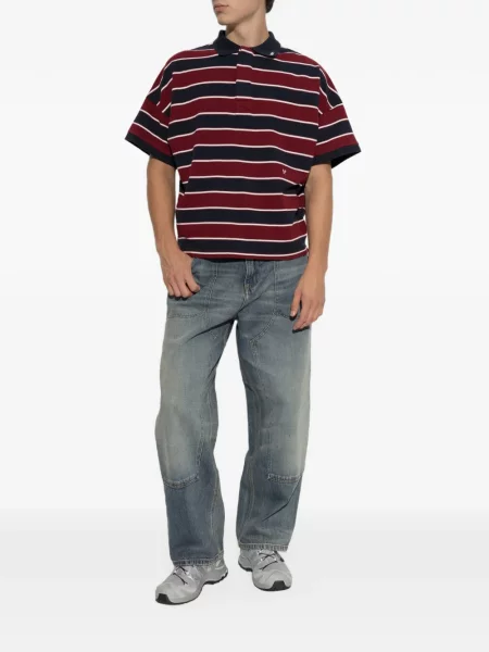 Tricou polo Rhude cu dungi roșu