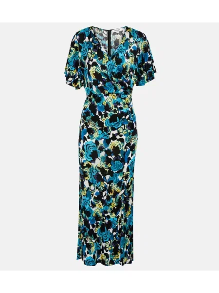 Rochie midi Diane Von Furstenberg cu model floral din jerseu până la genunchi