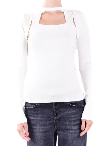 Pulover Dondup cu decolteu pătrat alb