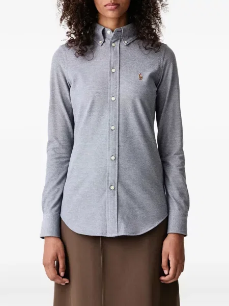 Prugasta mrežasta košulja Polo Ralph Lauren s autogramom plava