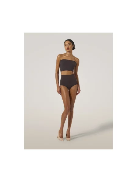Top Wolford skórzany na ramiączkach brązowy