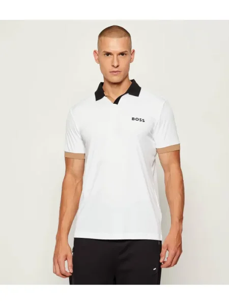 BOSS GREEN Polo Palle alb