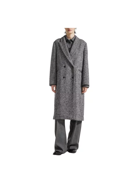 Płaszcz Seventy w jodełkę niebieski