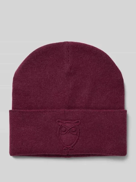 Czapka beanie z detalem z logo Knowledge Cotton Apparel bordowa