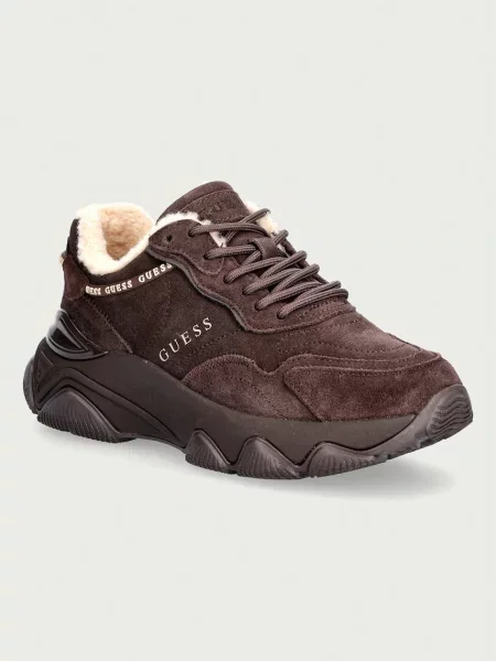 Guess sneakers pentru femei din piele întoarsă maro