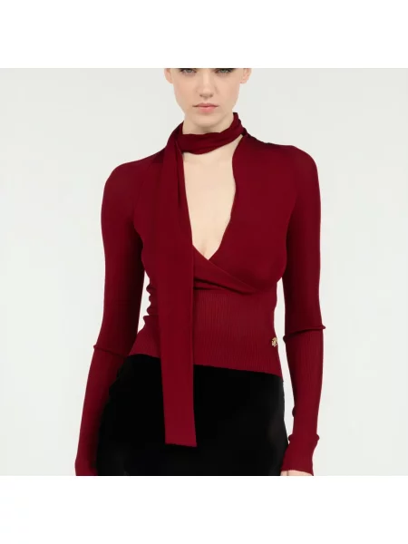 Sweter Roberto Cavalli kopertowy czerwony