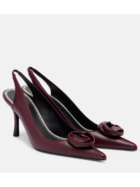 Pantofi cu toc Magda Butrym din piele cu model floral slingback bordo