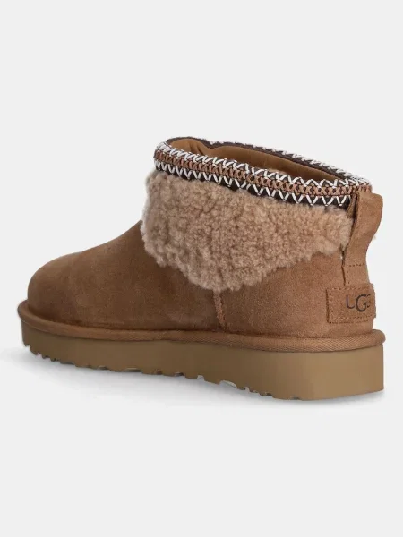 UGG velúr sportcipő Classic Ultra Mini Maxi Curly barna