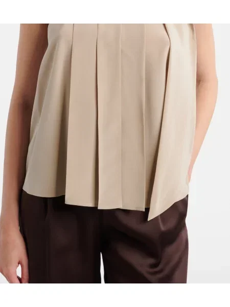 Top Max Mara de mătase cu legături bej