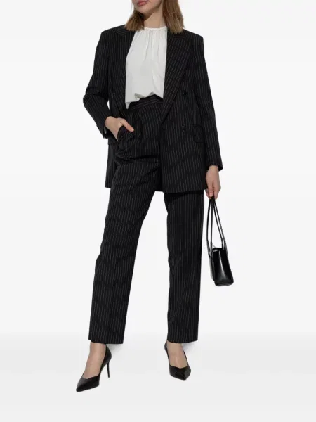 Pantaloni Max Mara de lână cu dungi negru