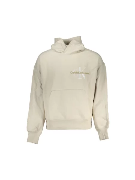 Bluza z kapturem Calvin Klein z kapturem z długim rękawem beżowa
