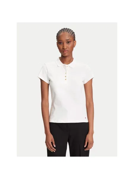 Tommy Hilfiger Polo majica Gold Button Écru Slim Fit zlata