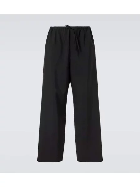 Vlněné široké kalhoty The Row černé