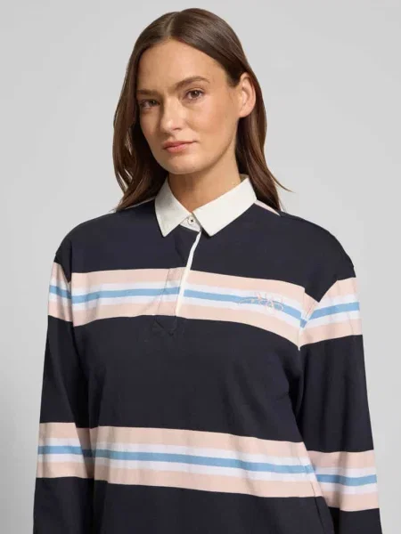 Bluzka z długim rękawem z kołnierzykiem polo i ukrytą listwą guzikową Jake*s Studio Woman granatowa