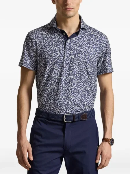 Поло тениска Rlx Ralph Lauren на цветя синьо