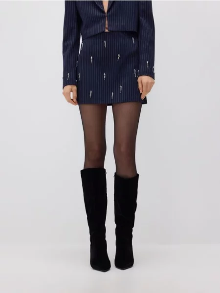 Reserved Спідниця з оздобною аплікацією темно-синій синя