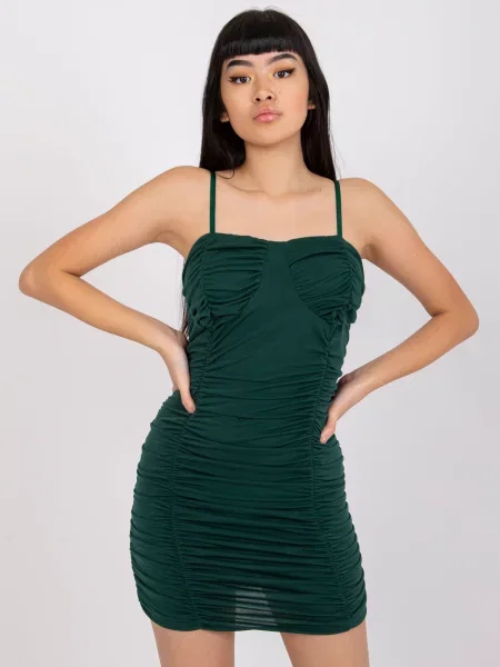 Rochie mini Fashionhunters cu volane de costum verde