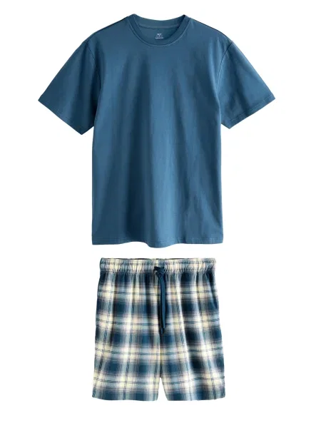 Next Kratka pižama Motion Flex mornarska / safir / pastelno rumena