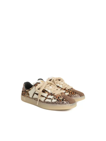 Sneakersy Amiri skórzane w panterkę brązowe